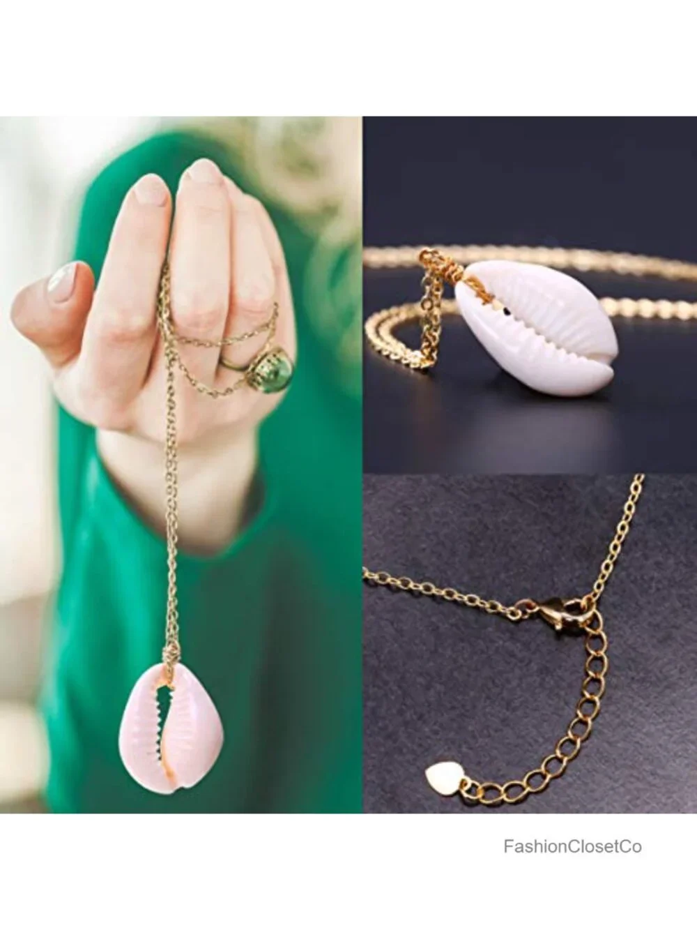 Natural Seashell Choker Necklace 18K Gold Plated Handmade Jewelry